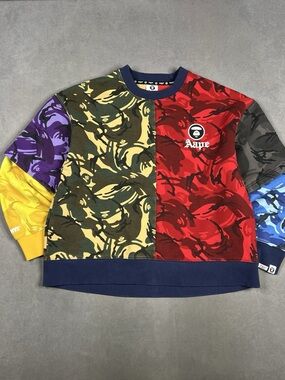 Aape By Bathing Ape Men's Camo Color Block Sweatshirt Size Medium Like New